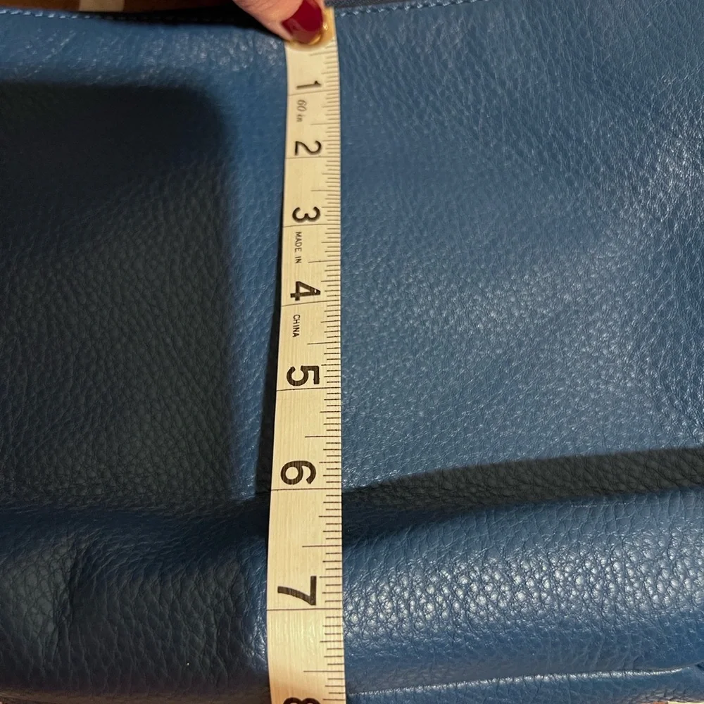 Michael Kors Blue Leather Shoulder Bag with Signature MK Charm
